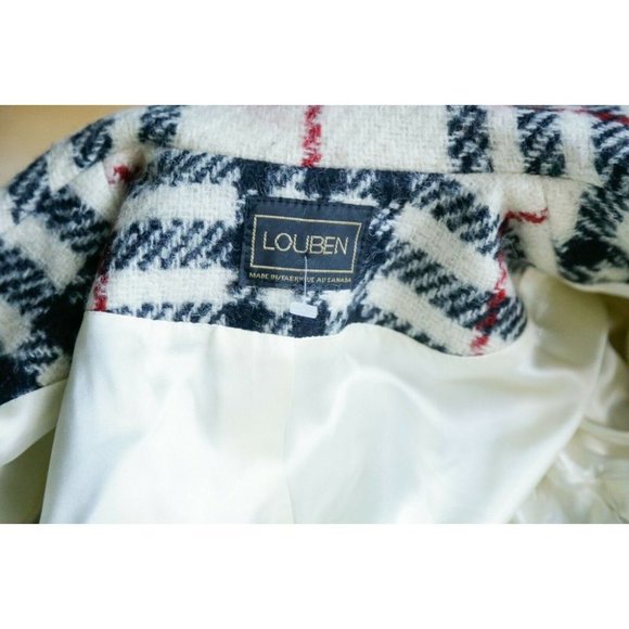 Vintage Louben Cream Black Plaid Lightweight Classic 2 Button bBlazer Coat SZ 6 - Picture 9 of 10